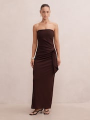 Forever New Brown Lilah Petite Strapless Crepe Dress - Image 1 of 4
