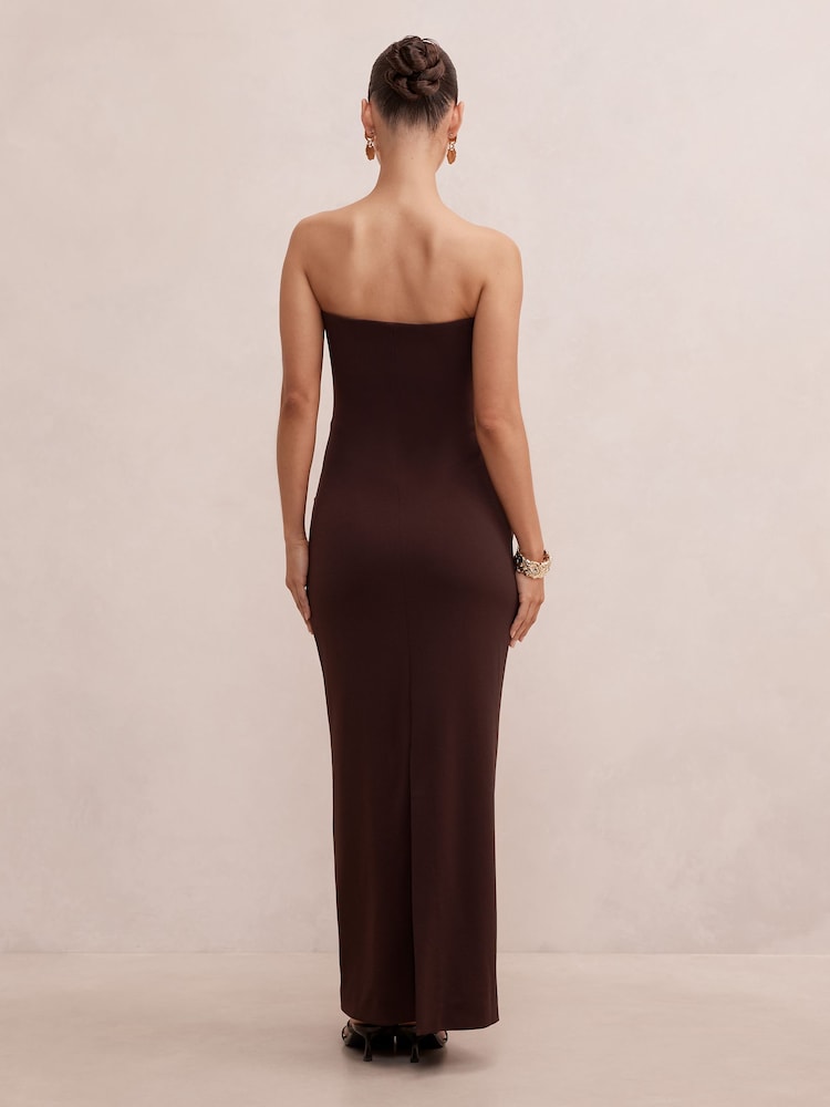 Forever New Brown Lilah Petite Strapless Crepe Dress - Image 2 of 4 Forever New Brown Lilah Petite Strapless Crepe Dress - Image 2 of 4
