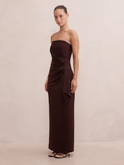 Forever New Brown Lilah Petite Strapless Crepe Dress - Image 4 of 4