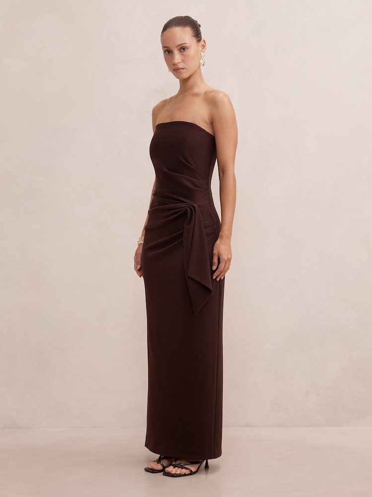 Forever New Brown Lilah Petite Strapless Crepe Dress - Image 4 of 4 Forever New Brown Lilah Petite Strapless Crepe Dress - Image 4 of 4