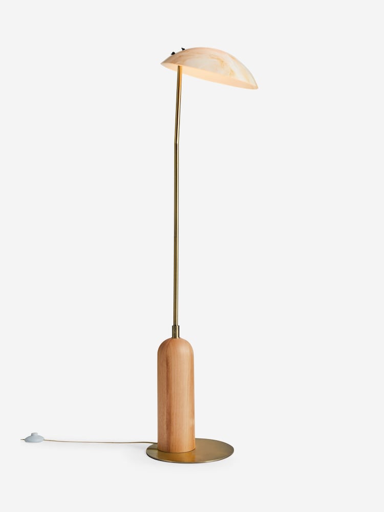 French Connection Wood Sambreel Floor Lamp - Image 2 of 2