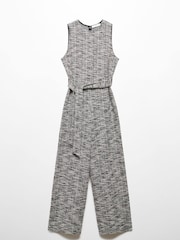 Mango Grey Marbled Tweed Jumpsuit - Image 6 of 7