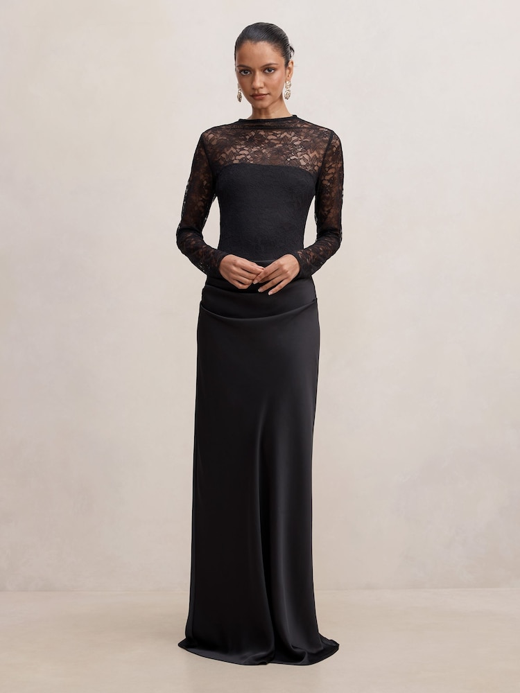 Forever New Black Jayde Petite Lace Bodice Maxi Dress - Image 1 of 4