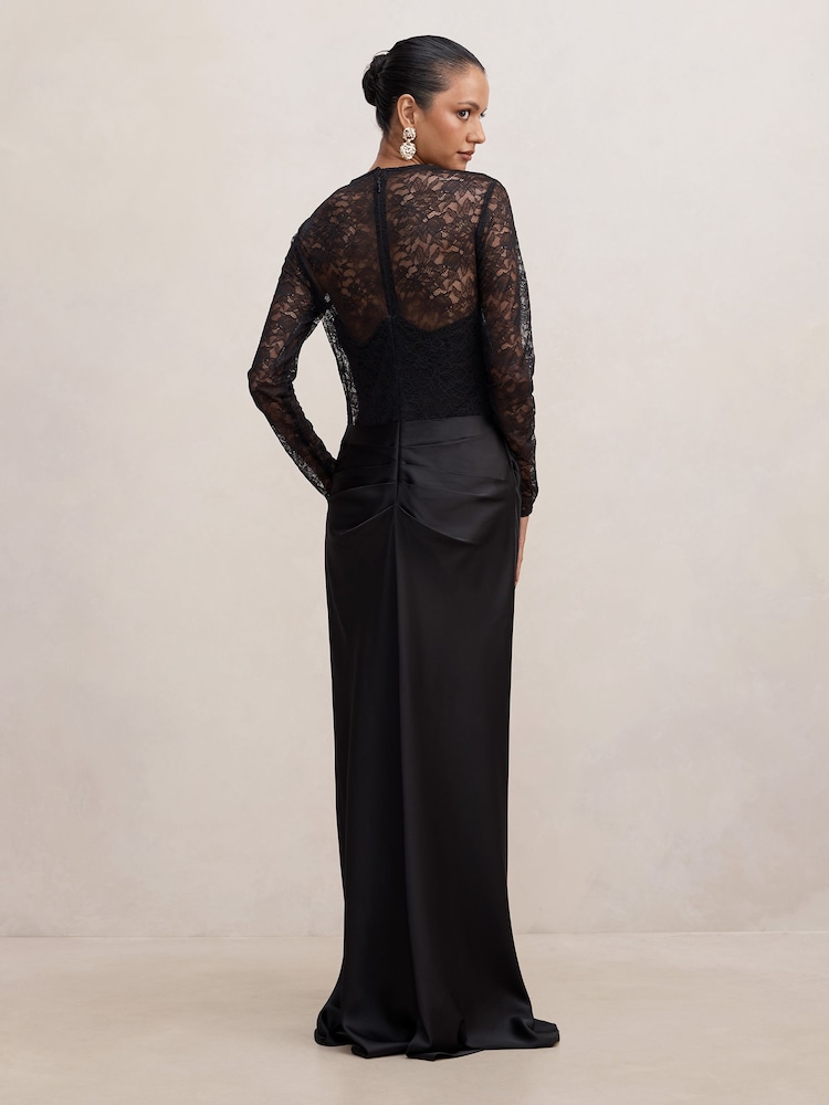 Forever New Black Jayde Petite Lace Bodice Maxi Dress - Image 2 of 4