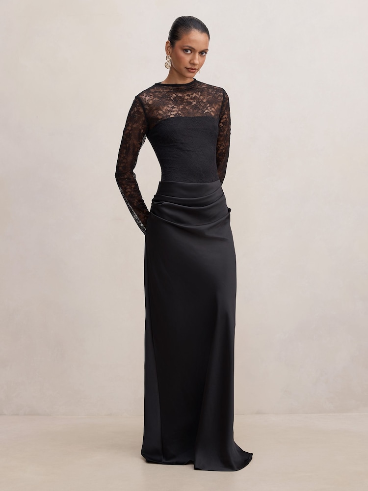 Forever New Black Jayde Petite Lace Bodice Maxi Dress - Image 4 of 4