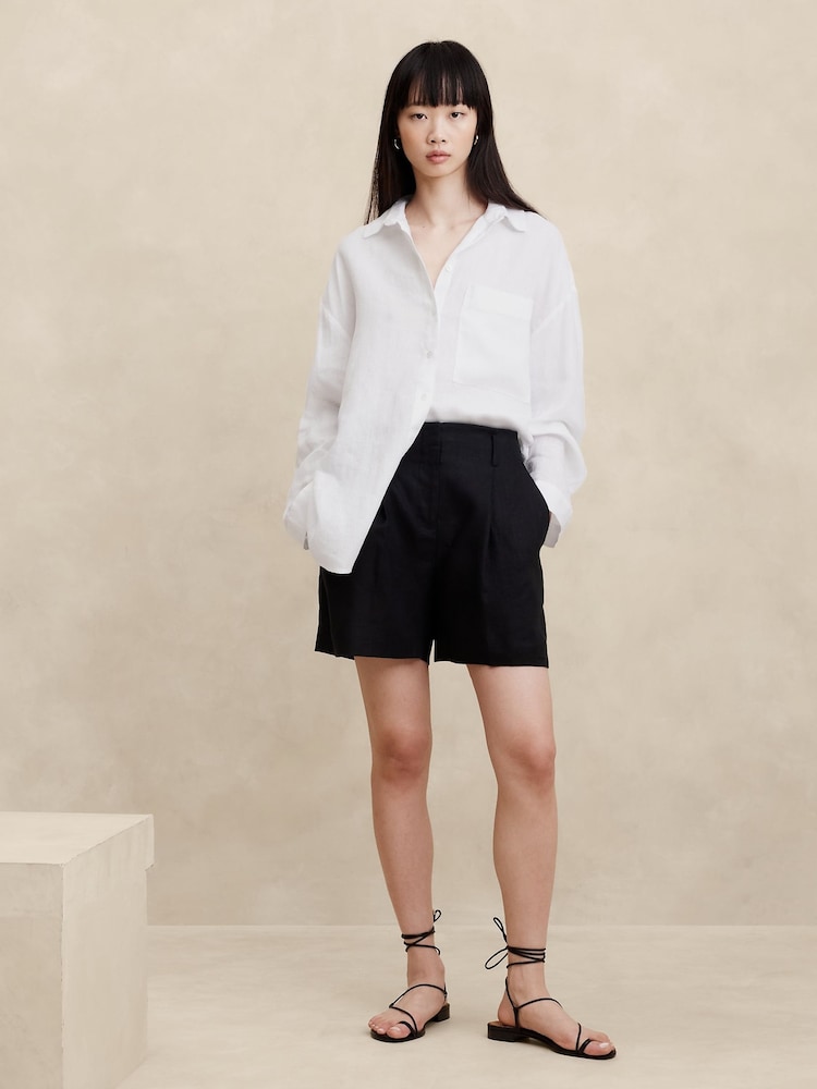 Banana Republic White Oversized 100% Linen Shirt - Image 1 of 3