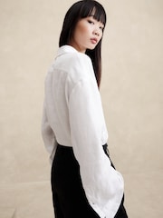 Banana Republic White Oversized 100% Linen Shirt - Image 2 of 3