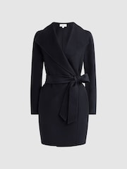 Reiss Navy Mya Double Breasted Wool Blindseam Coat - Image 2 of 5