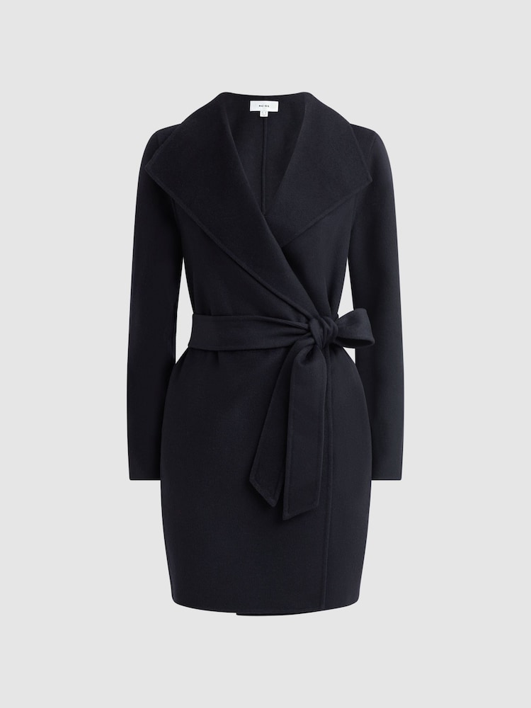 Reiss Navy Mya Double Breasted Wool Blindseam Coat - Image 2 of 5