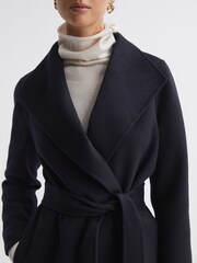 Reiss Navy Mya Double Breasted Wool Blindseam Coat - Image 4 of 5