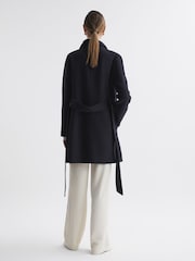 Reiss Navy Mya Double Breasted Wool Blindseam Coat - Image 5 of 5