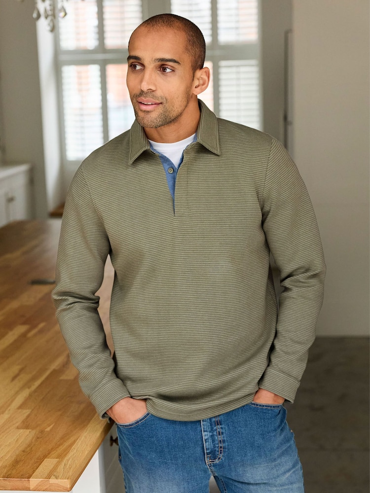 Cotton Traders Green Brushed Textured Top - Image 1 of 4