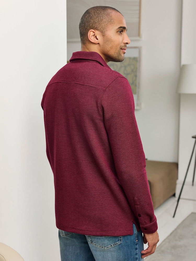 Cotton Traders Red Brushed Textured Top - Image 2 of 4 Cotton Traders Red Brushed Textured Top - Image 2 of 4