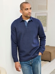 Cotton Traders Blue Brushed Textured Top - Image 1 of 4