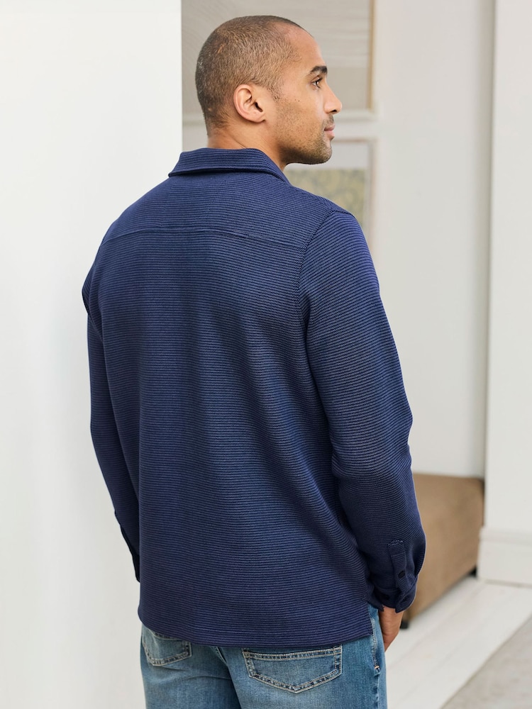 Cotton Traders Blue Brushed Textured Top - Image 2 of 4