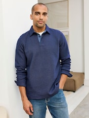 Cotton Traders Blue Brushed Textured Top - Image 3 of 4