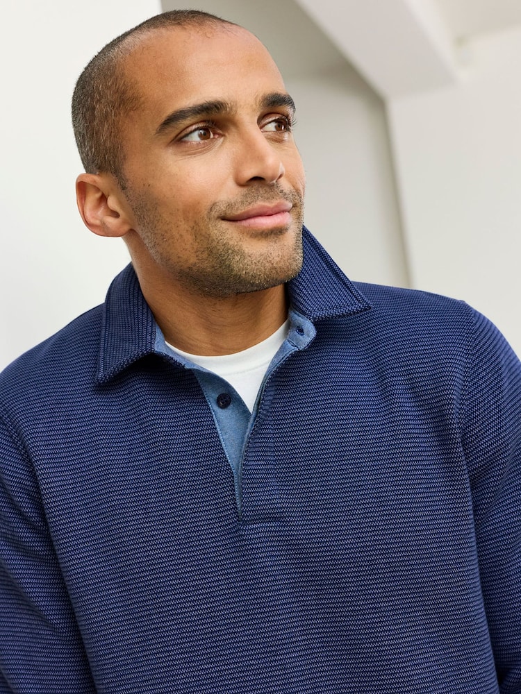 Cotton Traders Blue Brushed Textured Top - Image 4 of 4