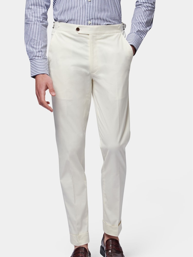 Peckham Rye Cream/White Regular Fit Single Pleat Trousers - Image 1 of 6