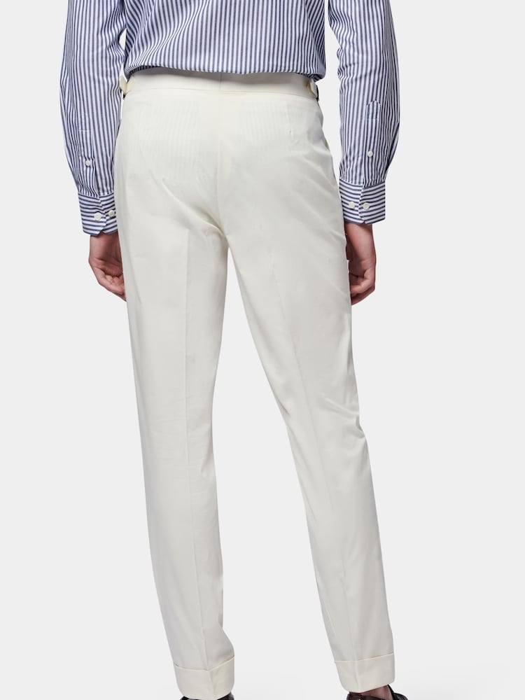 Peckham Rye Cream/White Regular Fit Single Pleat Trousers - Image 2 of 6