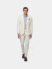 Peckham Rye Cream/White Regular Fit Single Pleat Trousers - Image 3 of 6