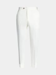 Peckham Rye Cream/White Regular Fit Single Pleat Trousers - Image 5 of 6