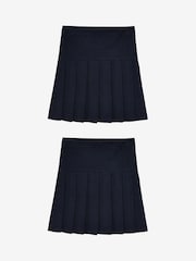 Navy Blue Slim Waist Pleated School Skirts 2 Pack (3-16yrs) - Image 1 of 5