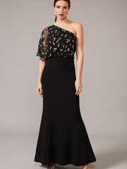 Phase Eight Black Adele Sequinned One Shoulder Dress - Image 1 of 6