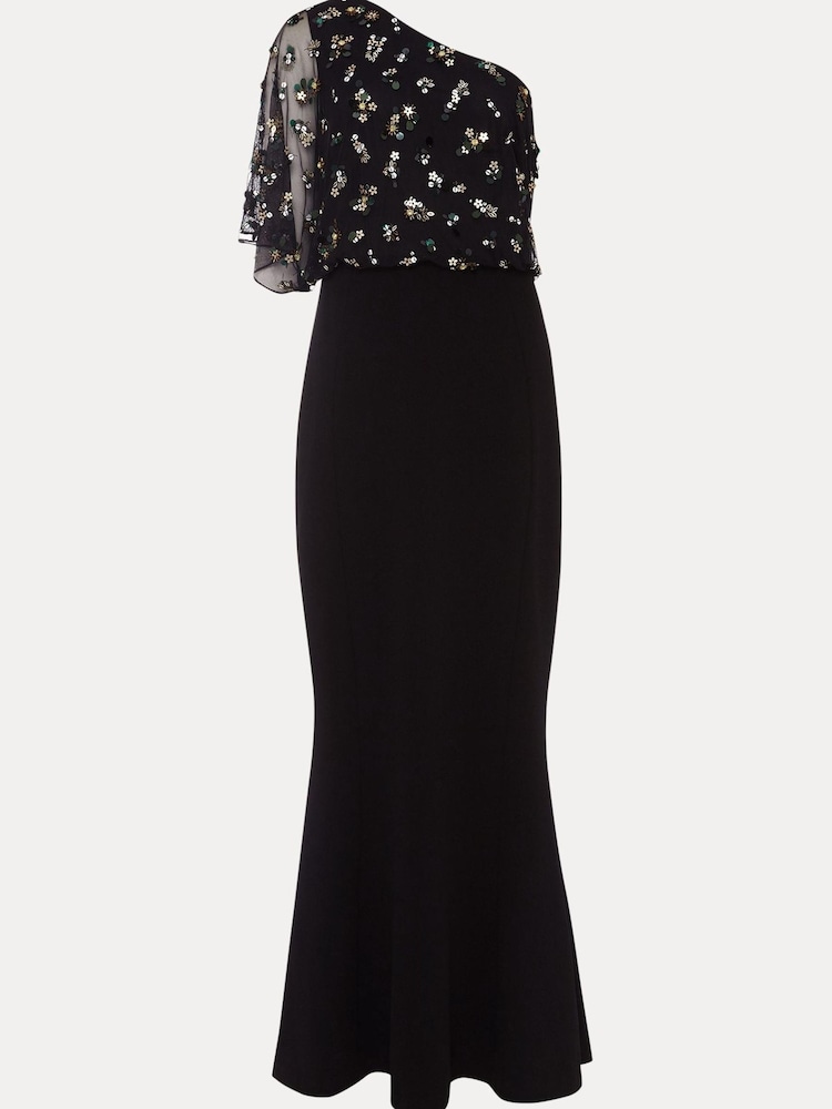 Phase Eight Black Adele Sequinned One Shoulder Dress - Image 6 of 6