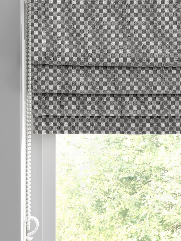 Grey Chenille Check Made To Measure Roman Blind - Image 2 of 6