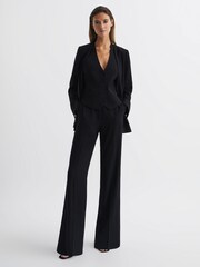 Reiss Black Margeaux Petite Wide Leg Suit Trousers - Image 7 of 8