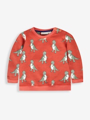 JoJo Maman Bébé Rust Orange TRex Printed Sweatshirt - Image 1 of 2