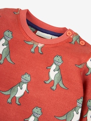 JoJo Maman Bébé Rust Orange TRex Printed Sweatshirt - Image 2 of 2