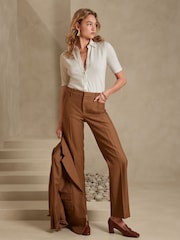 Banana Republic White Essential Polo Button-Up Blouse - Image 1 of 1