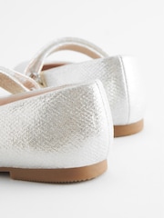 Silver Wide Fit (G) Mary Jane Touch Fastening Occasion Shoes - Image 3 of 7