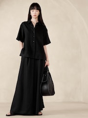 Banana Republic Black The Boxy Crop Linen Shirt - Image 3 of 4