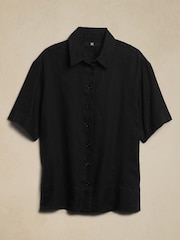 Banana Republic Black The Boxy Crop Linen Shirt - Image 4 of 4