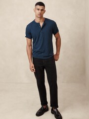 Banana Republic Blue Soft Wash Henley T-Shirt - Image 1 of 4