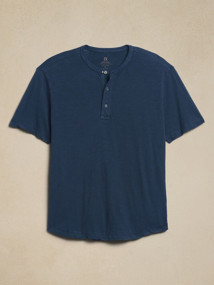 Banana Republic Blue Soft Wash Henley T-Shirt - Image 4 of 4