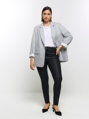 River Island Black Curve Mid Rise Bum Sculpt Coated Jeans - Image 2 of 3