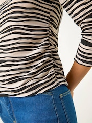 Roman Black Stretch Textured Stripe Top - Image 4 of 4