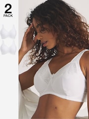 Simply Be White Pretty Secrets Full Cup Non Wired Lined Bras 2 Pack - Image 1 of 4