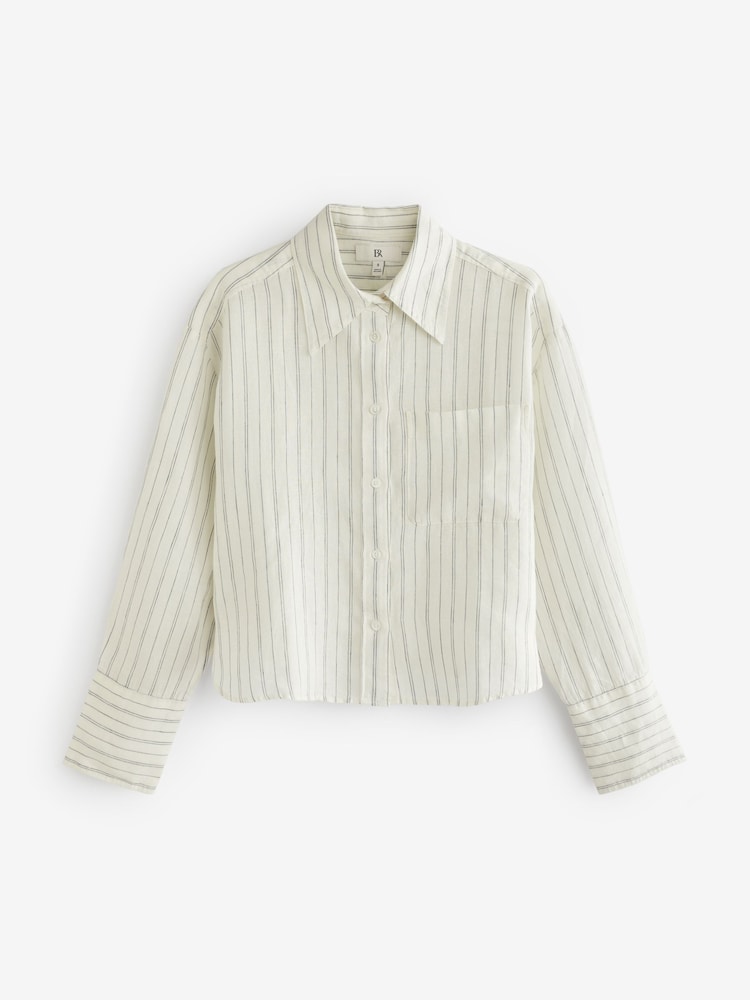 Banana Republic Beige The Boxy Crop Linen Shirt - Image 2 of 4