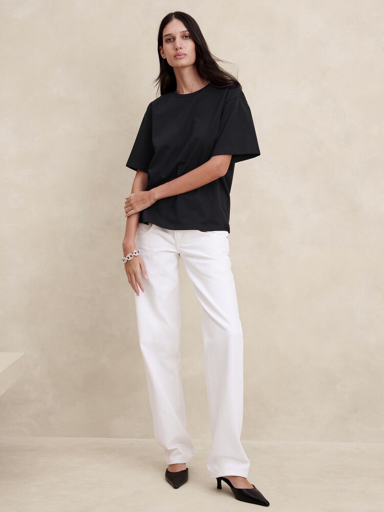 Banana Republic Black Cotton Oversized T-Shirt - Image 1 of 1 Banana Republic Black Cotton Oversized T-Shirt - Image 1 of 1
