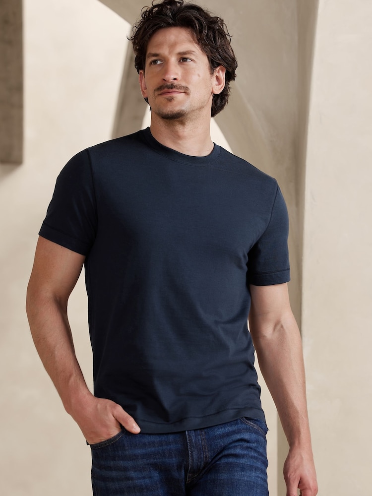 Banana Republic Blue Authentic SUPIMA Crew Neck T-Shirt - Image 1 of 7