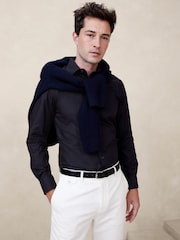 Banana Republic Navy Blue Slim Wrinkle Resistant Dress Shirt - Image 1 of 4