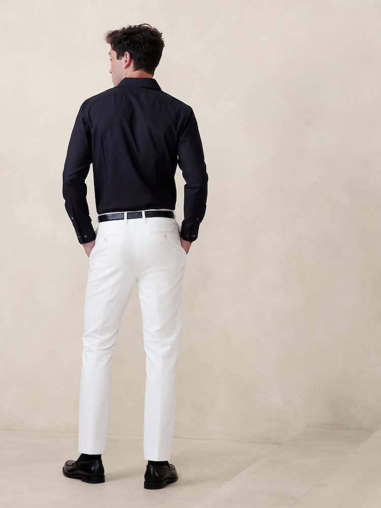 Banana Republic Navy Blue Slim Wrinkle Resistant Dress Shirt - Image 2 of 4 Banana Republic Navy Blue Slim Wrinkle Resistant Dress Shirt - Image 2 of 4