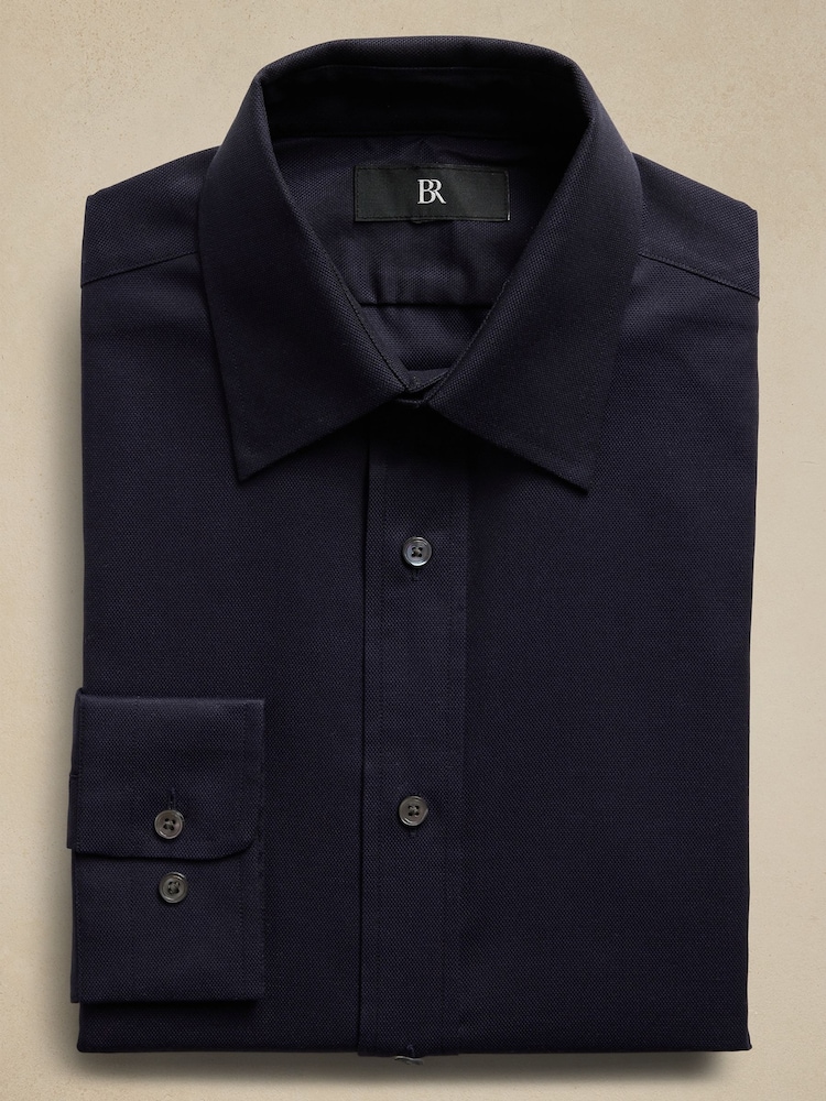 Banana Republic Navy Blue Slim Wrinkle Resistant Dress Shirt - Image 4 of 4