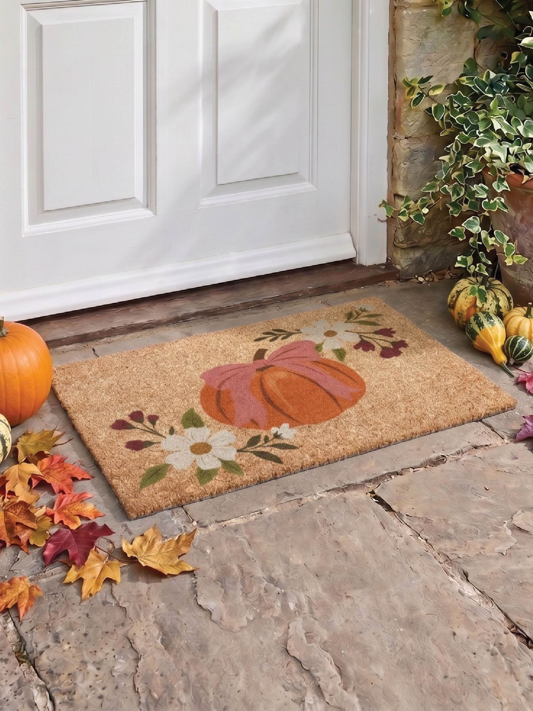 B&Q - Pumpkin Bow Coir Doormat (60X40Cm) - Image 2