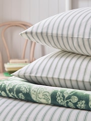 Helena Springfield Sage Ticking Stripe Duvet Cover & Pillowcase Set - Image 4 of 5