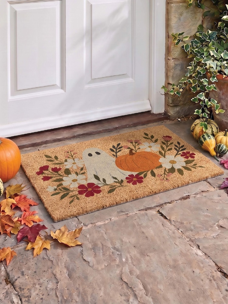 Artsy Mats Brown Ghost Floral Doormat - Image 1 of 14 Artsy Mats Brown Ghost Floral Doormat - Image 1 of 14